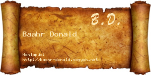 Baahr Donald névjegykártya